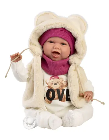 Llorens 74142 NEW BORN - realistická panenka miminko se zvuky a měkkým látkovým tělem - 42 cm