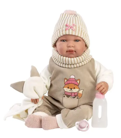 Llorens 84490 NEW BORN - realistická panenka miminko se zvuky a měkkým látkovým tělem - 44 cm