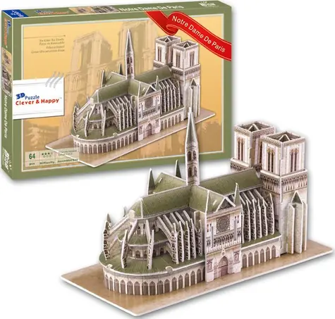 CLEVER&HAPPY 3D puzzle Katedrála Notre Dame, Paříž / 64 dílků / od 3 let