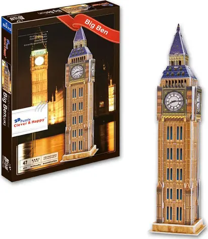 CLEVER&HAPPY 3D puzzle Big Ben, Londýn / 47 dílků / od 3 let
