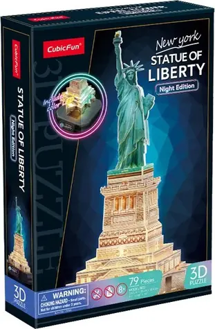 CubicFun Svítící 3D puzzle Noční edice: Socha Svobody / 79 dílků / od 8 let