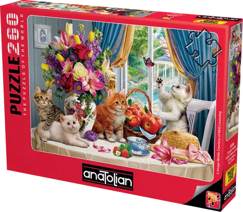ANATOLIAN Puzzle Načechraná koťátka v obývacím pokoji / 260 dílků / od 8 let