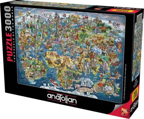 ANATOLIAN Puzzle Úžasná mapa světa / 3000 dílků / od 14 let