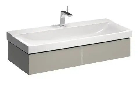 Geberit Xeno 2 - Skříňka pod umyvadlo 120 cm s LED svítidlem šedobéžová / 2 zásuvky, 