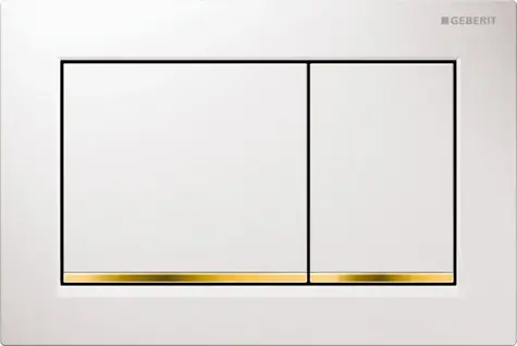 Geberit Omega20 - Ovládací tlačítko splachování bílá/pozlacená 
