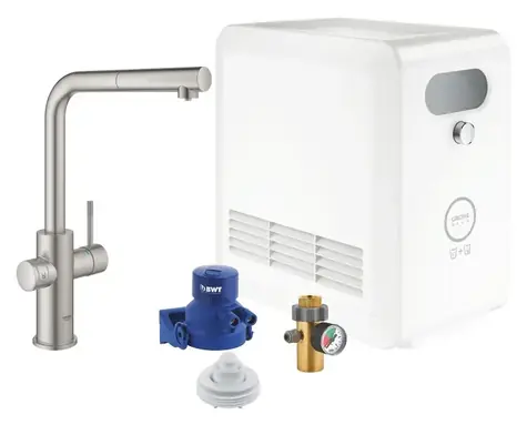 Grohe Blue Professional - Dřezová baterie s chladicím zařízením a filtrací výsuvná sprška supersteel 