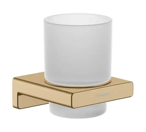 Hansgrohe AddStoris - Sklenka na kartáčky a pastu s držákem matné sklo/kartáčovaný bronz 