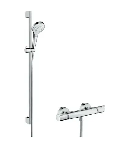 Hansgrohe Croma Select S - Sprchový set Vario s termostatem | 3 proudy | sprchová tyč 90 cm bílá/chrom 