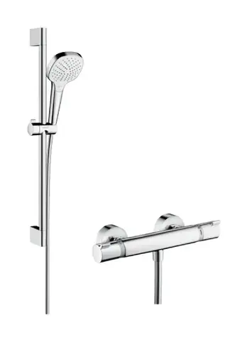 Hansgrohe Croma Select E - Sprchový set Vario s termostatem | 3 proudy | sprchová tyč 65 cm bílá/chrom 