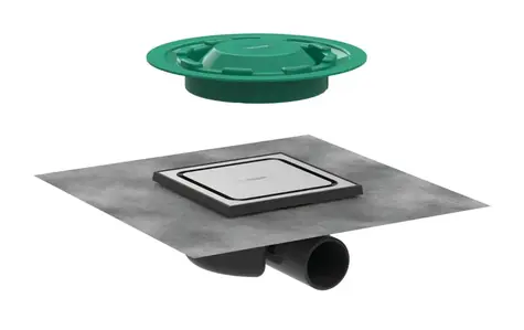 Hansgrohe RainDrain Spot - Podlahová vpusť s roštem 15x15 cm | kartáčovaná nerez 