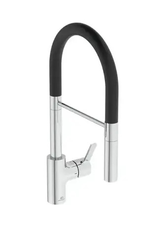 Ideal Standard Gusto - Dřezová baterie s flexibilním ramenem a sprškou | chrom/černá 
