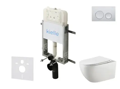 kielle Genesis New - Set předstěnové instalace | klozetu Gaia | Rimless | softclose a Gemini New I | lesklý chrom