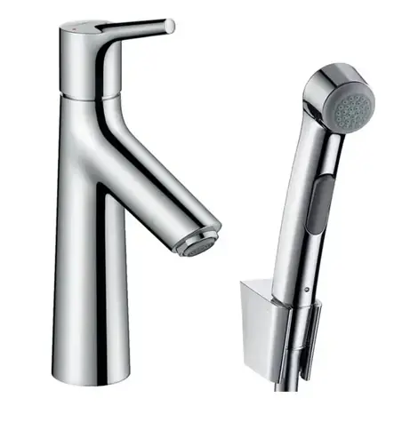 Hansgrohe - Umyvadlová baterie s výpustí Push-Open a ruční sprchou Bidette, chrom