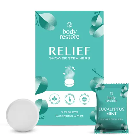 Body Restore Relief Shower Steamers / tablety do sprchy / vůně Eucalyptus & Máta / 3 ks