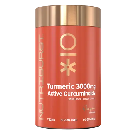 Nutriburst Premium Turmeric 3000 mg – gumídci s kurkuminem a antioxidanty, zázvor 60ks 