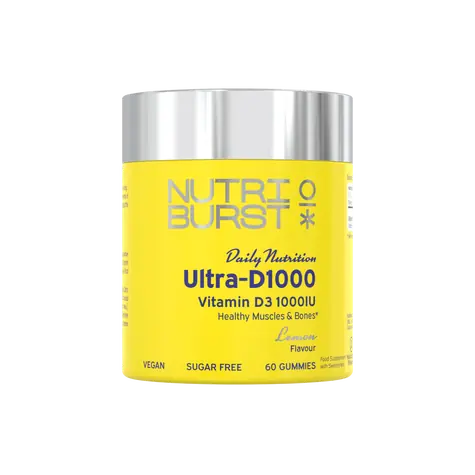 Nutriburst Ultra-D1000 – gumídci s vitamíny D3 + K2 (MK-7), vegan, bez přidaného cukru, citrón 60ks 