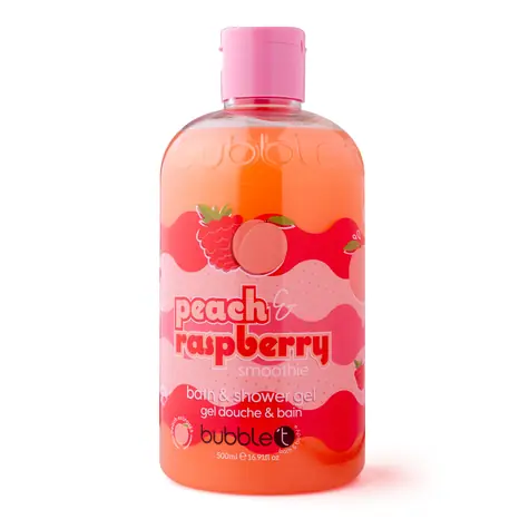 Bubble T Smoothie Peach & Raspberry Bath & Shower Gel 500 ml / Sprchový gel