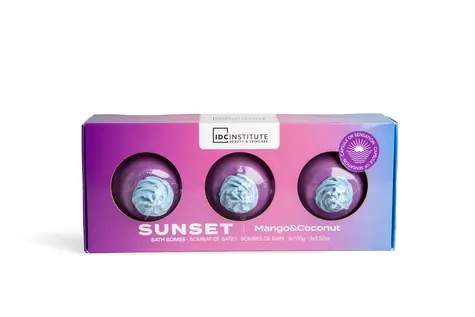 IDC Institute Cocktail Bath Bomb Trio 100 g Sunset / Sada šumivých bomb do koupele