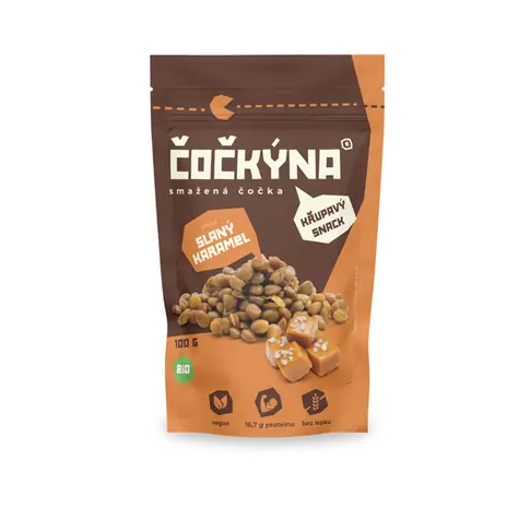 Čočkýna Smažená Čočka Bio 100 g slaný karamel
