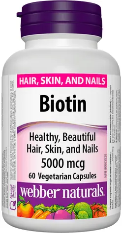 Webber naturals Biotin 5000mcg 60 kapslí