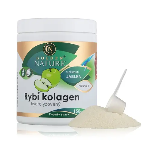 Golden Nature Hydrolyzovaný Rybí kolagen+Vitamin C 150g (jablko)