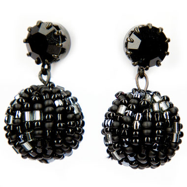 Náušnice Round Warhol ER / Black diamond / Skleněné perličky / Rokajl / Malá dárková krabička