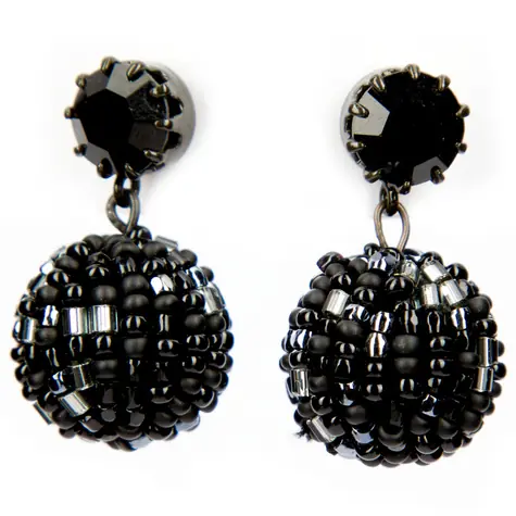 Náušnice Round Warhol ER / Black diamond / Skleněné perličky / Rokajl / Malá dárková krabička