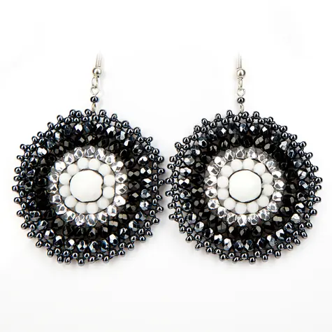 Náušnice Black Lace ER / Hematit / Sklo / Malá dárková krabička