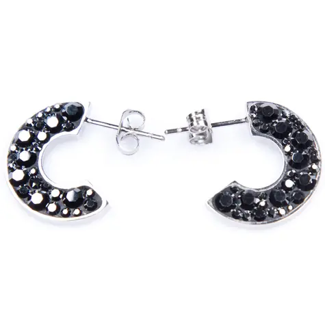 Náušnice Space Luna / Hematite / Ocel / Swarovski krystalky / Malá dárková krabička