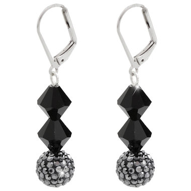 Náušnice Universum ER / Jet / Nylon / Preciosa krystalky / Malá dárková krabička