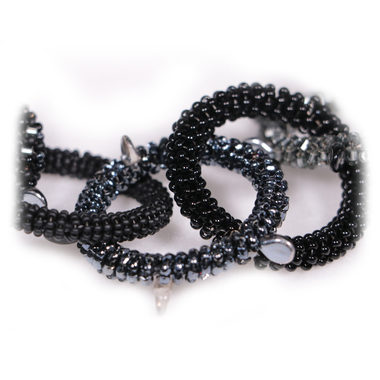 Náhrdelník Extravagance / Black diamond / Skleněné perličky / Rokajl / Délka 45cm / Velká dárková krabička