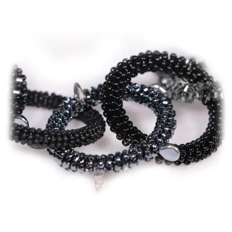 Náhrdelník Extravagance / Black diamond / Skleněné perličky / Rokajl / Délka 45cm / Velká dárková krabička