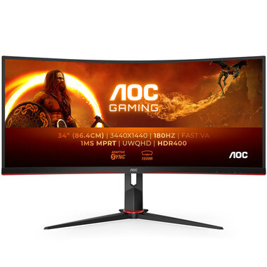 34" AOC CU34G2XP/BK černá / VA / 3440x1440 / 21:9 / 1ms / 4000:1 / 430cd-m2 / HDMI + DP / VESA / FreeSync