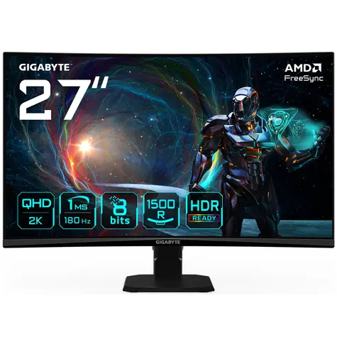 27" GIGABYTE GS27QCA černá / VA / 2560x1440 / 16:9 / 1ms / 5000:1 / 250cd-m2 / HDMI + DP / VESA / Adaptive Sync