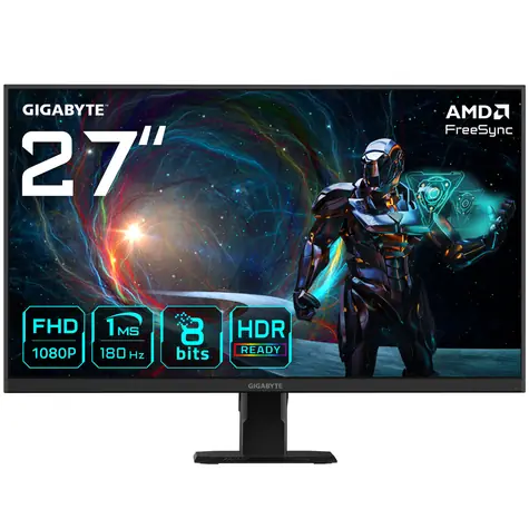 27" GIGABYTE GS27FA černá / IPS / 1920x1080 / 16:9 / 1ms / 1000:1 / 300cd-m2 / HDMI + DP / VESA / FreeSync