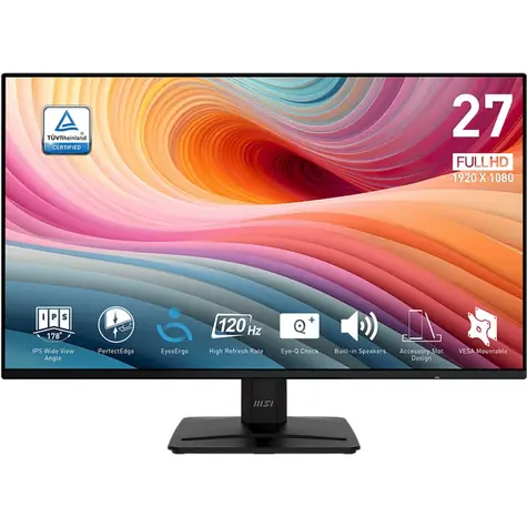 27" MSI PRO MP271A E2 černá / 1920 × 1080 / IPS / 16:9 / 1ms / 1500:1 / 300cd-m2 / HDMI + DP + VGA