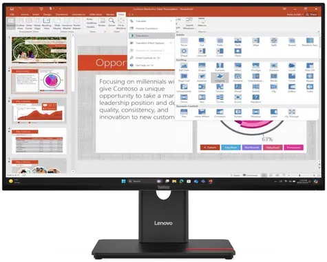 27" Lenovo ThinkVision T27-40 černá / IPS / 1920×1080 / 4ms / 1500:1 / 300cd-m2 / HDMI+DP+VGA / VESA / Pivot