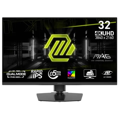 31.5" MSI MAG 322URDF E16 černá / 3840 × 2160 / IPS / 16:9 / 0.5ms / 1000:1 / 400cd-m2 / HDMI + DP / VESA