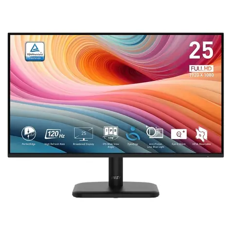 24.5" MSI PRO MP251L E2 černá / 1920 x 1080 / IPS / 16:9 /  1ms / 1000:1 / 250cd-m2 / HDMI+DP / VESA