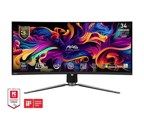 34.18" MSI MAG 341CQPDE QD-OLED černá / UWQHD / QD-OLED / 21:9 / 0.03ms / 1500000:1 / 1000cd-m2 / HDMI+DP+USB-A+USB-B+US