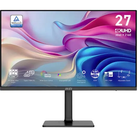 27" MSI Modern MD272UPHGDE černá / UHD / IPS / 16:9 / 4ms / 1000:1 / 400cd-m2 / HDMI+DP+USB-C / VESA