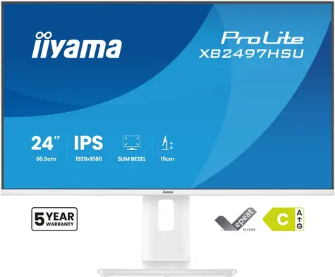 23.8" IIYAMA ProLite XB2497HSU-W1 bílá / LED / IPS / 1920 x 1080 / 16:9 / 4 ms / 1500:1 / 350cd-m2 / VESA