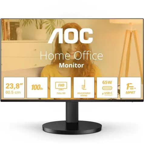23.8" AOC 24B3CF2 černá / IPS / 1920x1080 / 16:9 / 4ms / 1300:1 / 250cd-m2 / HDMI + USB-C / VESA
