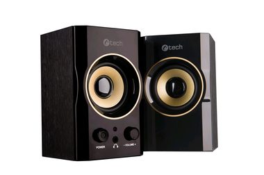 C-TECH reproduktory SPK-11, 2.0, dřevěné, černo-zlaté, USB, 5W