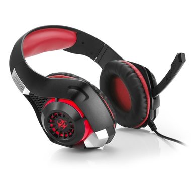 CONNECT IT BIOHAZARD červená / herní sluchátka s mikrofonem / 3.5 mm jack + USB / 2.2 m