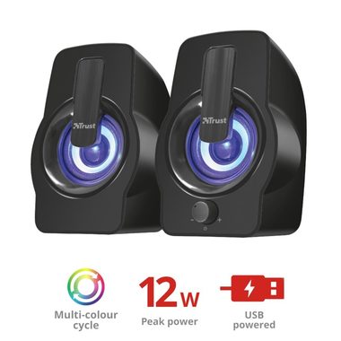 Trust Gemi RGB 2.0 Speaker Set černá / Reproduktory / 2.0 / 12W RMS / Jack 3.5mm