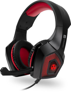CONNECT IT BATTLE RNBW Ed. 2 červená / Herní sluchátka s mikrofonem / 3.5mm jack + USB / 2.2 m