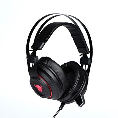 Red Fighter H3 / herní sluchátka s mikrofonem / 2x 3.5mm jack+USB / podsvícení / ovládání hlasitosti / černo-červená