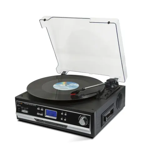 Technaxx TX-22+ USB gramofon + konvertor gramofonových desek a audio kazet do MP3 / USB / SD / Bluetooth / RCA / černá