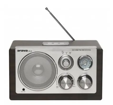 Orava RR-29 B / Retro rádio / AM | FM / 230V | 6V (4x 1.5AA) / 13W / teleskopická anténa / 1x 3W / 3.5 mm AUX / USB